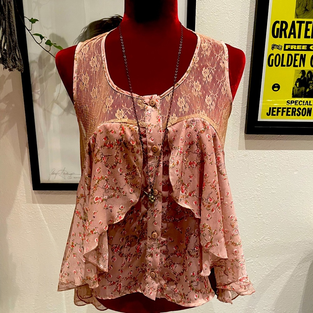Cecico bottom up floral see through top size small
